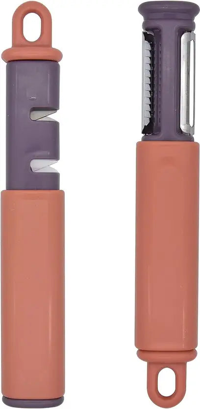 3 in 1 Vegetable Peeler With Knife Sharpener Peeler for Kitchen Straight Peeler  (Multicolor)
