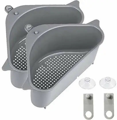 Sink Basket Strainer Multi-Functional Kitchen Triangle Drain Sink Storage Rack Strainer  (Multicolor Pack of 2)
