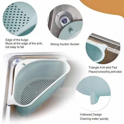 Sink Basket Strainer Multi-Functional Kitchen Triangle Drain Sink Storage Rack Strainer  (Multicolor Pack of 2)